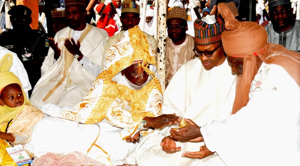 President Buhari at the praying ground in Katsina during Sallah celeberation on Wednesday before his trip.