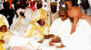 *President Buhari at the praying ground in Katsina during Sallah celebration on Wednesday before his trip.