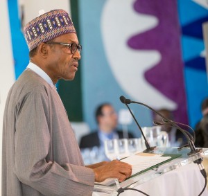 *President Buhari speaking at the UN 70th session in New York.