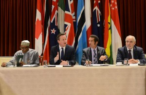 *From left are Buhari, Cameron and others at the meeting in Malta.