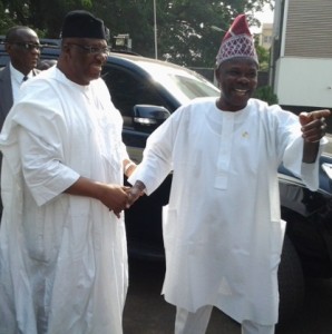 *Amosun welcoming Dambazau to his office.