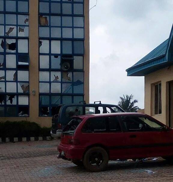 Divine Heights Bible Church…damaged by the angry students.