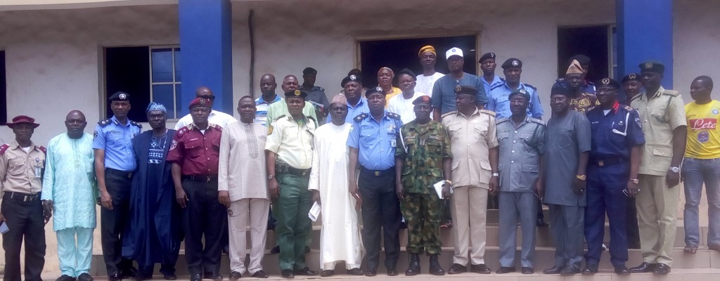 Iliyasu with security chiefs and political leaders after the meeting.