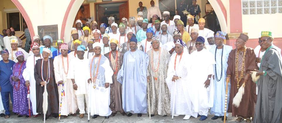 Amosun (middle) with some of the traditional rulers at the event.