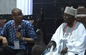 *Oba Gbadebo (right) listening to Enelama during the visit.