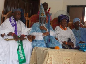 *From left are Obasanjo, Oba Dosunmu, his Olori, and Ajibola.