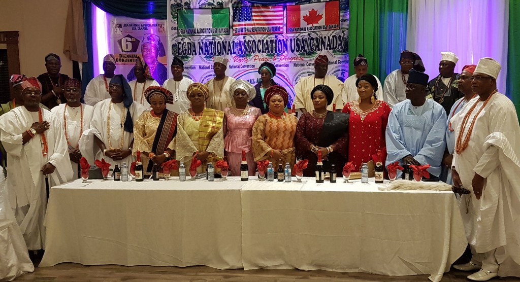 Oba Gbadebo with his chiefs at the Egba National Association convention.