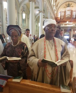 *Oba Gbadeo and wife in the church, with Oduntan behind.