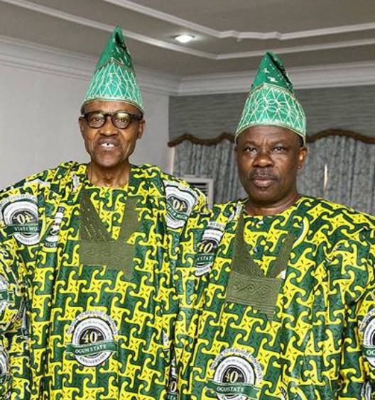 President Buhari (left) and Amosun.