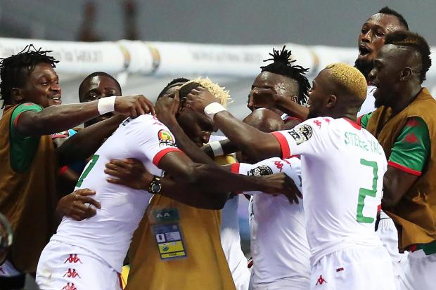 Burkina Faso team in a joyous mood after their victory.