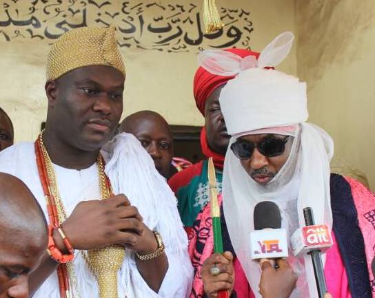 Sanusi (right) with Ogunwusi during the visit.