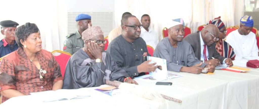 From left are Lawson, Oba Ogunleye, Odebiyi, Sobowale, Ibidapo-Obe, Mrs. Obasanjo and Adeyemi at the event.