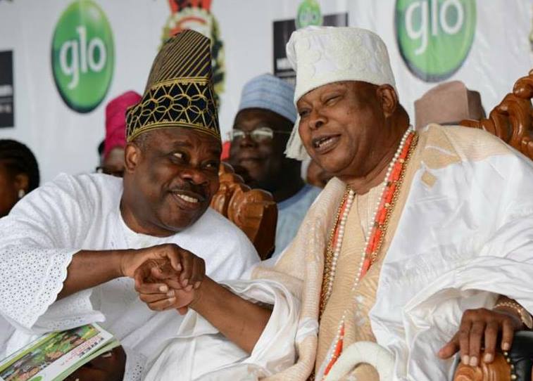 Amosun (left) and Oba Adetona at the festival.