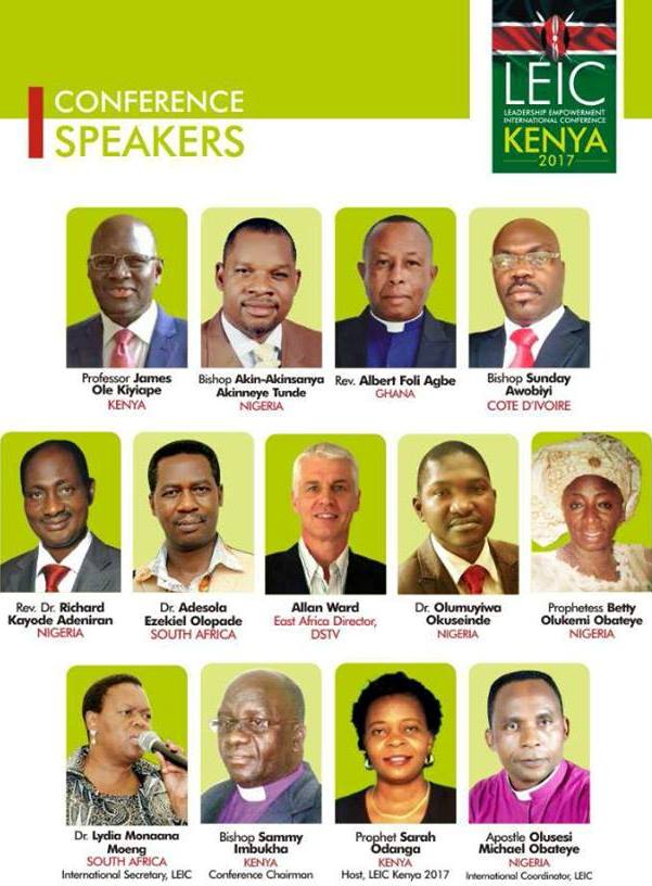 The speakers expected at the Kenya LEIC programme.