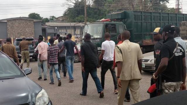 Some of the accused persons at the court premises on Tuesday.